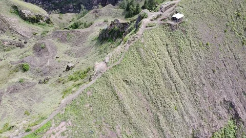 Flying with Drone on Mountain Volcano Agung on Bali - Indonesia Stock Footage 125019448