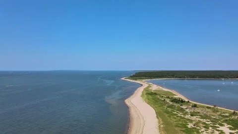 Flying a drone over a beautiful beach on the East Cost on a perfect summer day, Stock Footage 134578622