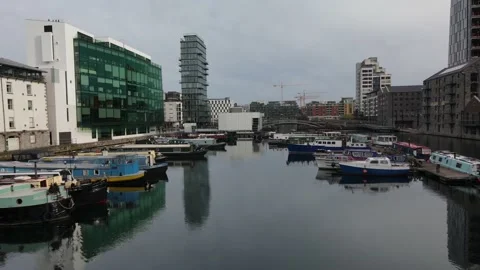 "Flying by drone over Dublin Docklands district" Stock Footage 152173180