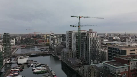 "Flying by drone over Dublin Docklands district" Stock Footage 152174982