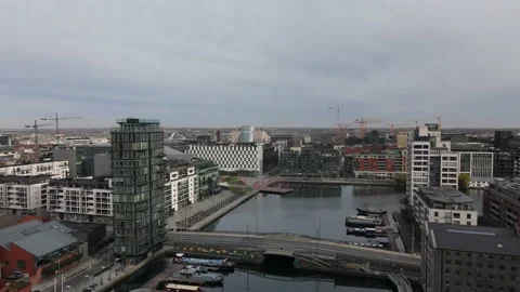 "Flying by drone over Dublin Docklands district" Stock Footage 152175043