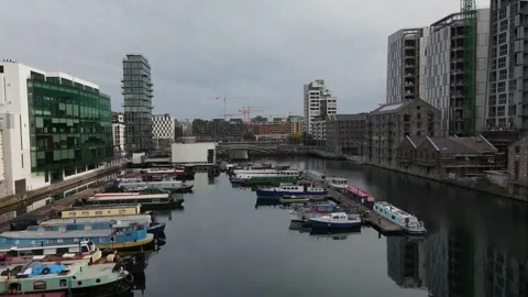 "Flying by drone over Dublin Docklands district" Stock Footage 152175080