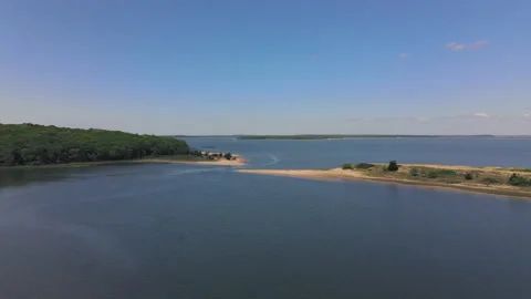 Flying a drone over East Hampton, Suffolk County, New York State Video stock 132374945