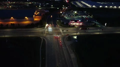 Flying Drone over Highway 50 and castlemore intersection , Brampton, Ontario Stock Footage 207821204