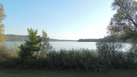 Flying with the drone over the lake Stock Footage 320389296