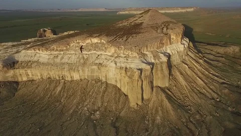 Flying a drone over the mountain Sherkala. Sunset 2 스톡 동영상 81815178