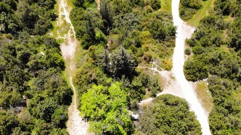 Flying on drone over the mountains of Cyprus near the sea. Avakas Reserve Stock Footage