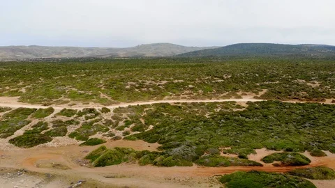 Flying on drone over the mountains of Cyprus near the sea. Avakas Reserve Video stock 111765140