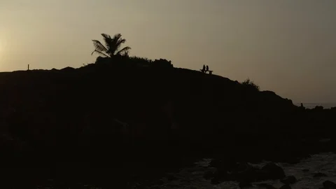 Flying on a drone over the ocean at dawn. Sunny weather. Sri Lanka Stock Footage 104691960