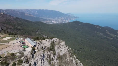 Flying on a drone over the rocks of Ai Petri Stock Footage 256755650