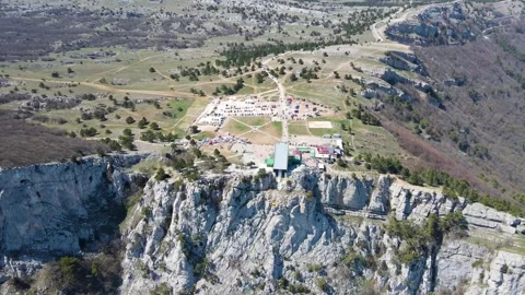 Flying on a drone over the rocks of Ai Petri Stock Footage 256755707