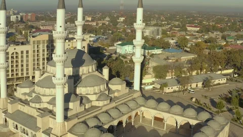 Flying by drone past the minarets of the Central Mosque Stock-Footage 259969835