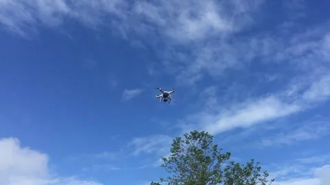 Flying Drone Quadcopter Technology Sky Gadget Aerial Photography Camera Flight Stock-Footage 277023542