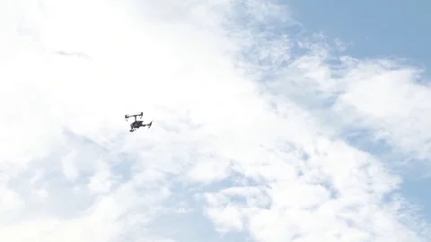 Flying drone. Quadrocopter flies in the sky 스톡 동영상 80859665