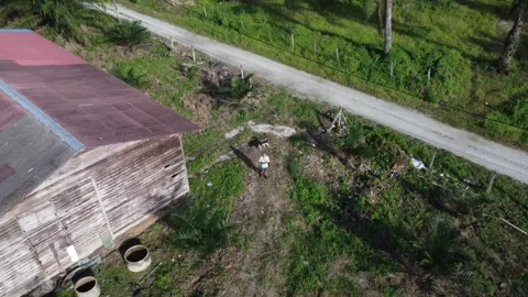 flying drone by the shed Stock Footage 321781512