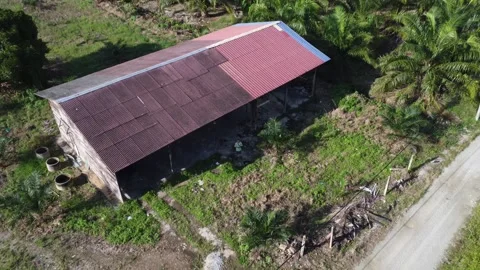  flying drone by the shed Stock Footage 321781551
