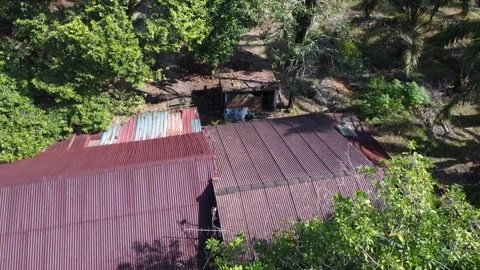  flying drone by the shed Stock Footage 321781630