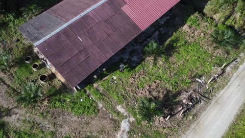  flying drone by the shed Stock Footage 321781634