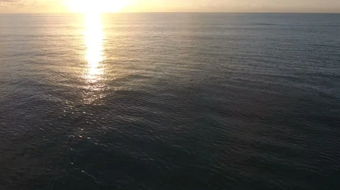 Flying Drone Shot Of A Sea Surface With A Beautiful Sunset 4K Stock Footage 66546767