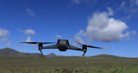 Flying drone in summer high altitude mountains Stock Footage 262574894