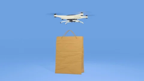 Flying drone takes paper bag Stock Footage 101092073