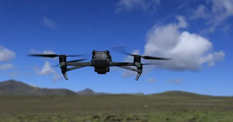 Flying drone taking off on hand in summer forest Stock Footage 246879591