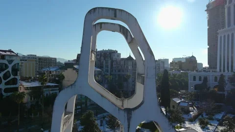 Flying a drone through a sculpture Stock Footage 161961340