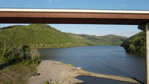 Flying drone under the bridge in West Virginia Stock Footage 191944002