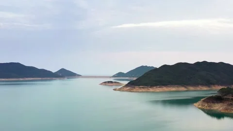 Flying drone view of High Island Reservoir, Hong Kong, outdoor Vidéo 131495455
