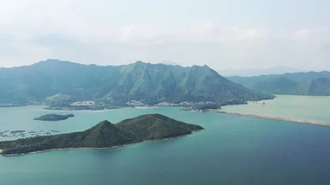 Flying drone view of Plover Cove Reservoir, Hong Kong, outdoor 動画素材 131495402
