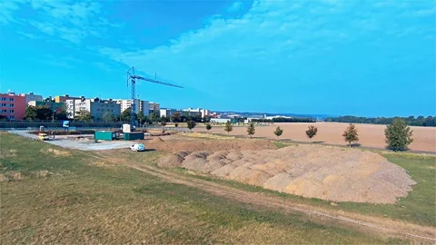 Flying Drones Over the Field – Park, Quadrocopter, Aircraft, Landscape, Europe Stock Footage 93887627