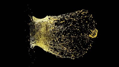Flying drop breaks a juice ball Stock Footage 126067877