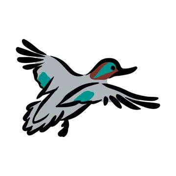 Flying duck illustration Stock Illustration