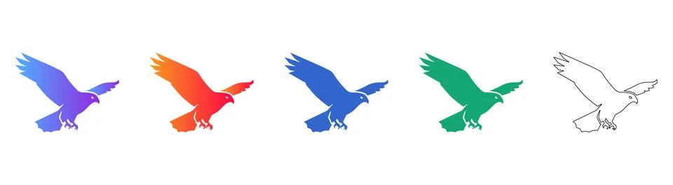 Flying Eagle Bird Icon Set Stock Illustration