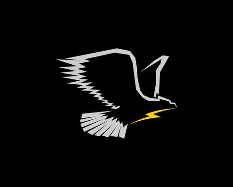 Flying eagle with energy symbol in the middle Stock Illustration