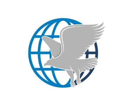 Flying eagle in the globe Stock Illustration