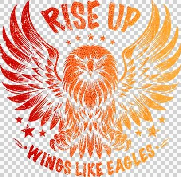 Flying Eagle Illustration, Rise Up Gradient Colors Image, Wings like Eagles. Illustrazione stock