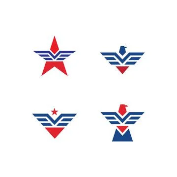 Flying eagle powerful icon set modern logo design vector Illustrazione stock