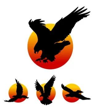 Flying Eagle Silhouettes Stock Illustration
