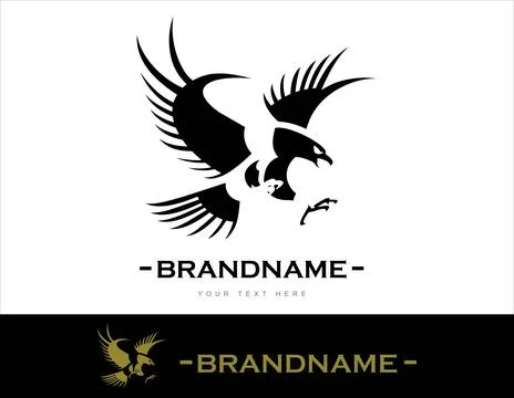 Flying Eagle, spread out its feather. black eagle on white background. Stock Illustration