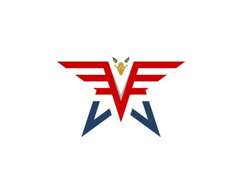 Flying eagle in the star line logo Stock Illustration