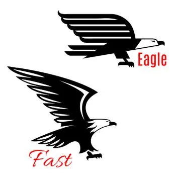 Flying eagles vector icons set Stock Illustration