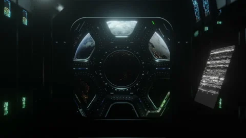 Flying to the Earth through the ISS interior and the illuminator Stock Footage 138426723