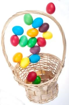 Flying Easter eggs Stock Photos