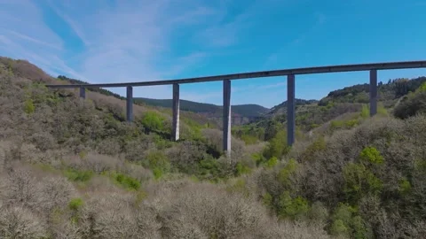 Flying To The Elevated Roadway Crosses Forest In The Mountains Stock Footage 274495332