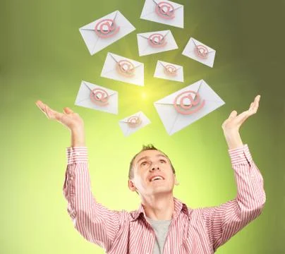 Flying emails Illustrazione stock