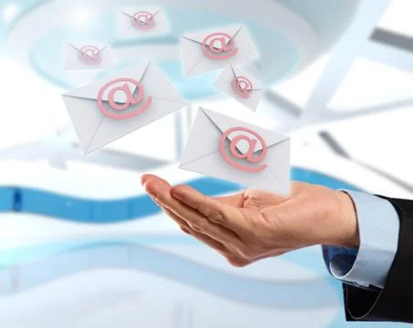 Flying emails Illustrazione stock