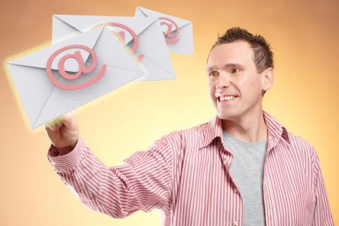 Flying emails Stock Photos
