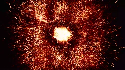 Flying Embers from fire. Closeup of burning hot bonfire fire sparks Stock Footage 220048925