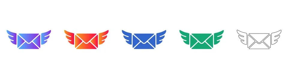 Flying envelope air mail icon for messaging and delivery Stock Illustration